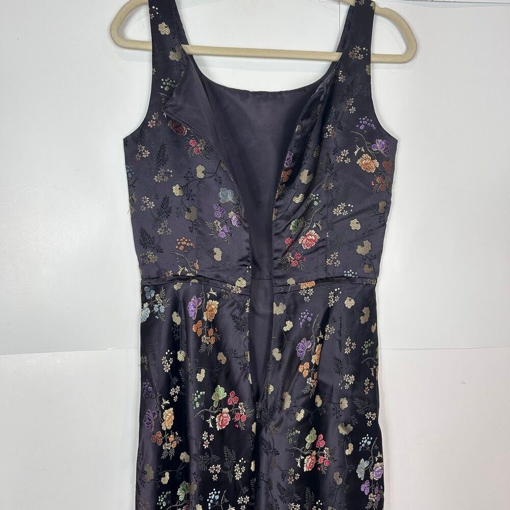 Vintage Yves Cossette Depeche Mode Midi Dress size 6 Black Asian Floral y2k 90s - Picture 12 of 16
